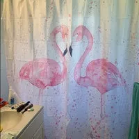 1/3/4Pcs 3D Flamingo Waterproof Shower Curtain Mildew proof Toilet Cover Non-slip Mat 3pcs Toilet Bathroom Decor