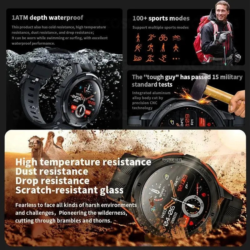 2024 All-Weather AMOLED Smartwatch with Advanced Health Tracking and Bluetooth Sync for iOS and Android