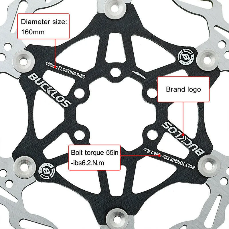 2PC BUCKLOS Bicycle Disc Brake 160/180/203 bike Floating Rotors Stainless Steel Mountain Bike Brake Rotor Mtb rotors Part 1PC