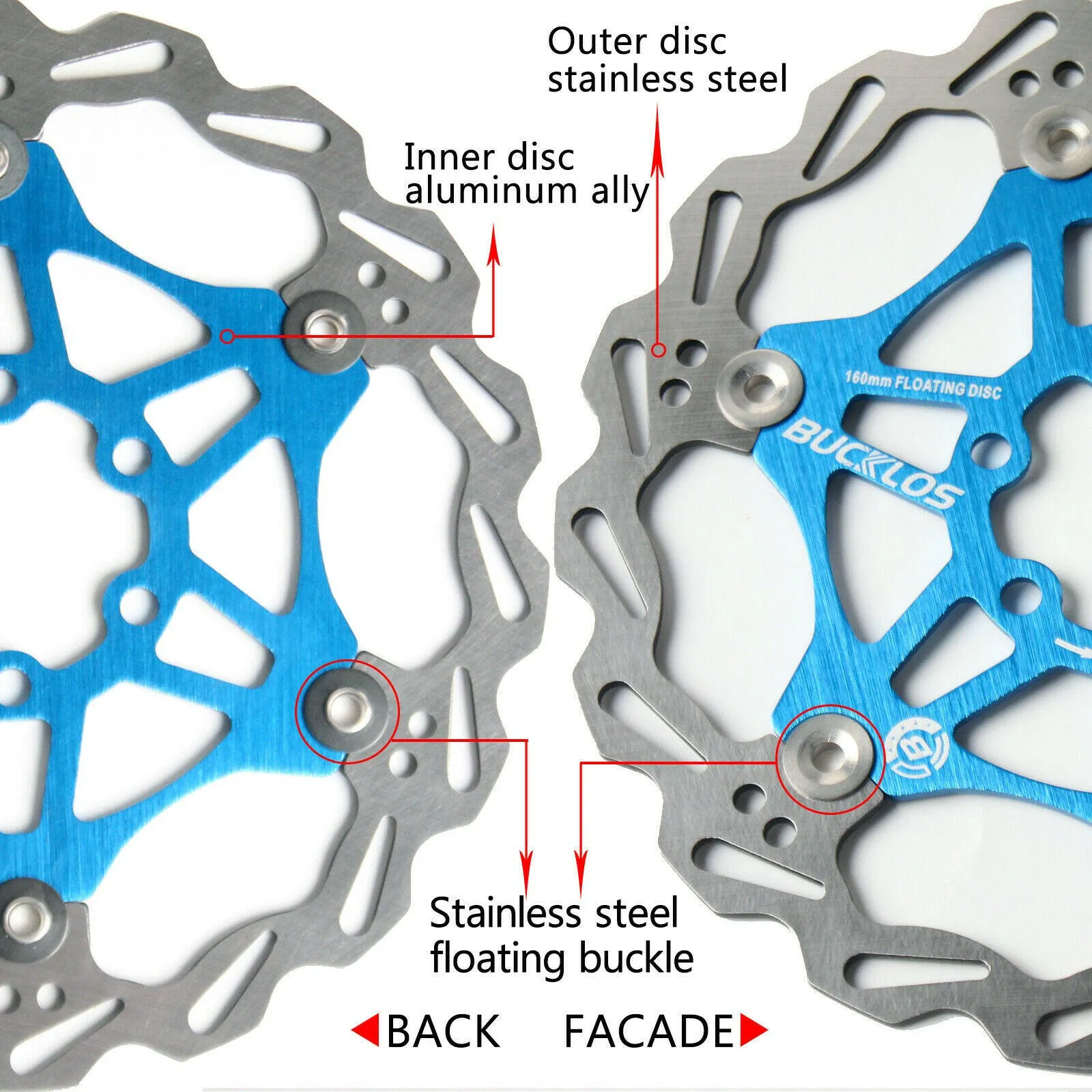 2PC BUCKLOS Bicycle Disc Brake 160/180/203 bike Floating Rotors Stainless Steel Mountain Bike Brake Rotor Mtb rotors Part 1PC