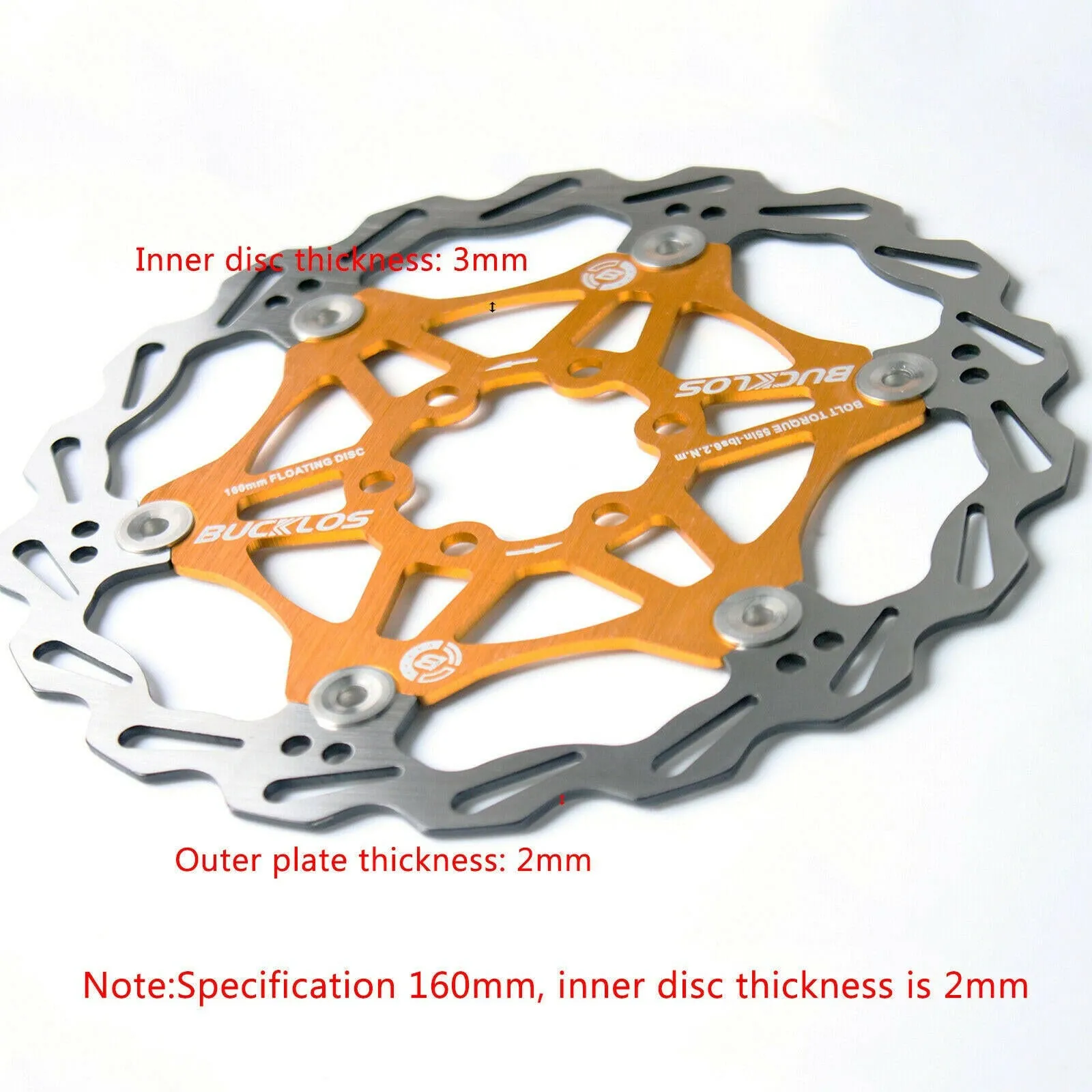 2PC BUCKLOS Bicycle Disc Brake 160/180/203 bike Floating Rotors Stainless Steel Mountain Bike Brake Rotor Mtb rotors Part 1PC