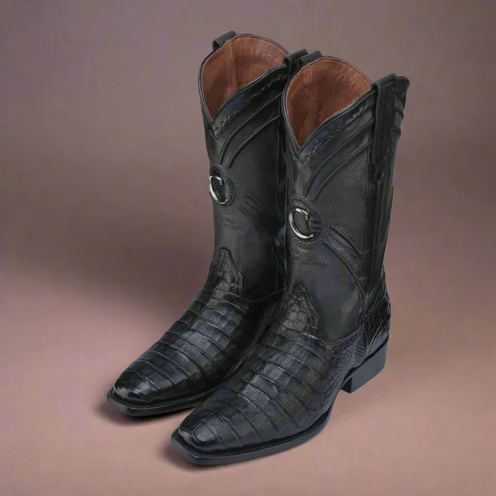 3C0AFY - Cuadra black western cowboy caiman boots for men