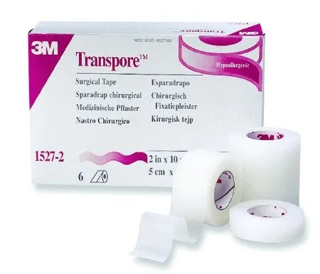 3M Transpore Standard Hypoallergenic Porous Plastic Surgical Tape 1" x 11/2 yds 1 Roll