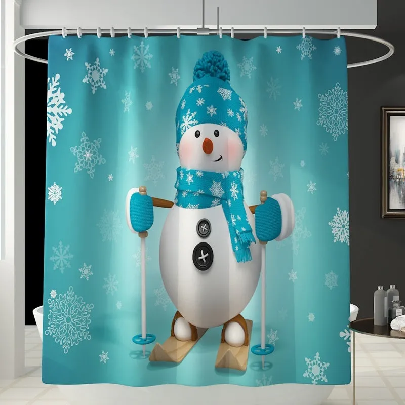 7 Styles Bathroom Non-Slip Santa Father Snow Snowman Christmas Style Decor-Pedestal Rug Lid Toilet Cover Bath Mat Shower Curtain Bathroom Decoration Set