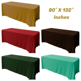 90" X 132" Rectangular Seamless Polyester Poplin Tablecloth, for Party/Wedding Tablecloth