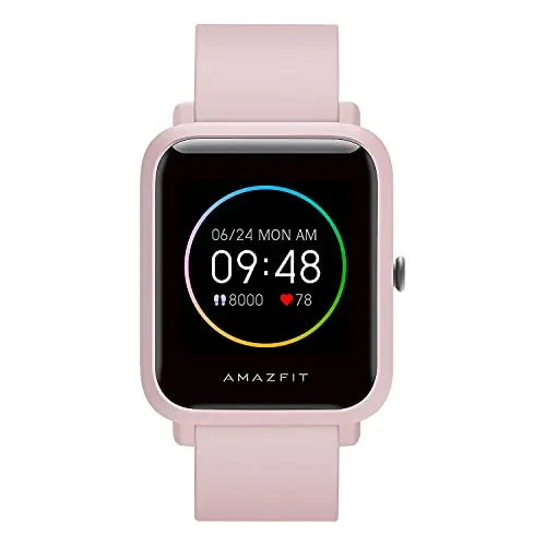 Amazfit Bip S Lite Smart Watch Fitness Tracker for Women, 30 Days Battery Life, 1.28”Always-on Display, 14 Sports Modes, Heart Rate & Sleep Monitor, 5 ATM Waterproof, for Android Phone iPhone(Pink)