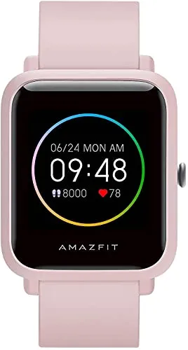 Amazfit Bip S Lite Smart Watch Fitness Tracker for Women, 30 Days Battery Life, 1.28”Always-on Display, 14 Sports Modes, Heart Rate & Sleep Monitor, 5 ATM Waterproof, for Android Phone iPhone(Pink)