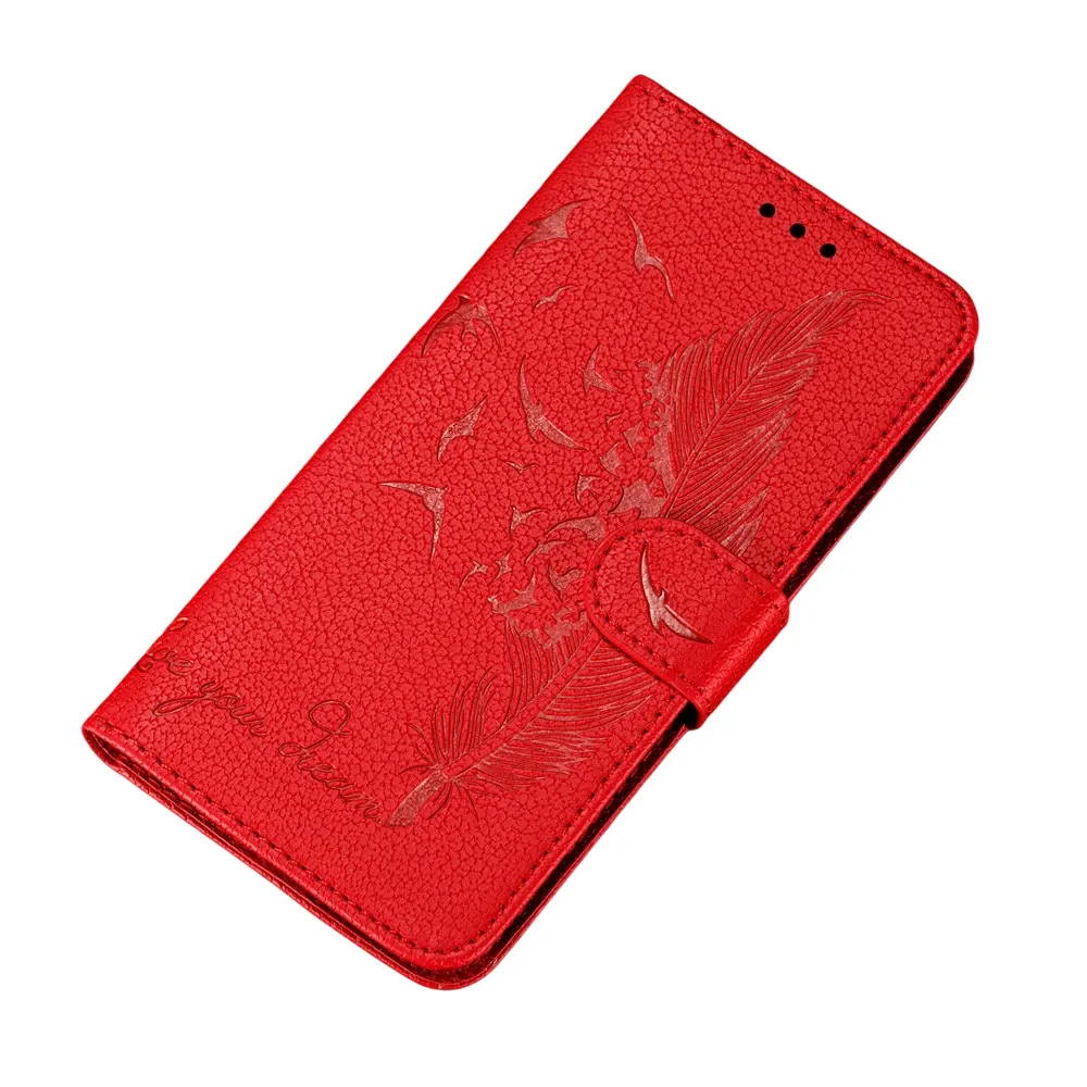 Anymob Huawei Honor Red Leather Case Flip Wallet Cover Phone Cover Protection