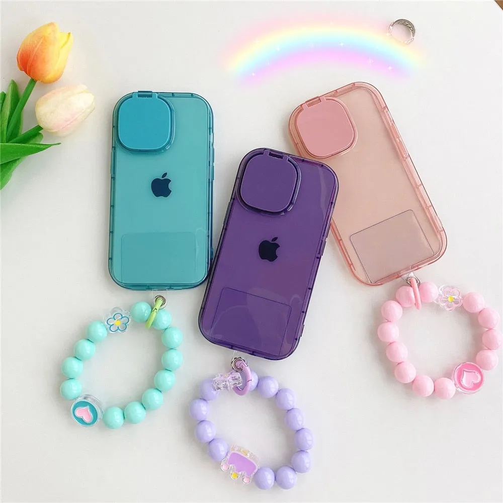 Anymob iPhone Blue Makeup Mirror Phone Case Shockproof Silicone Bracelet Cover