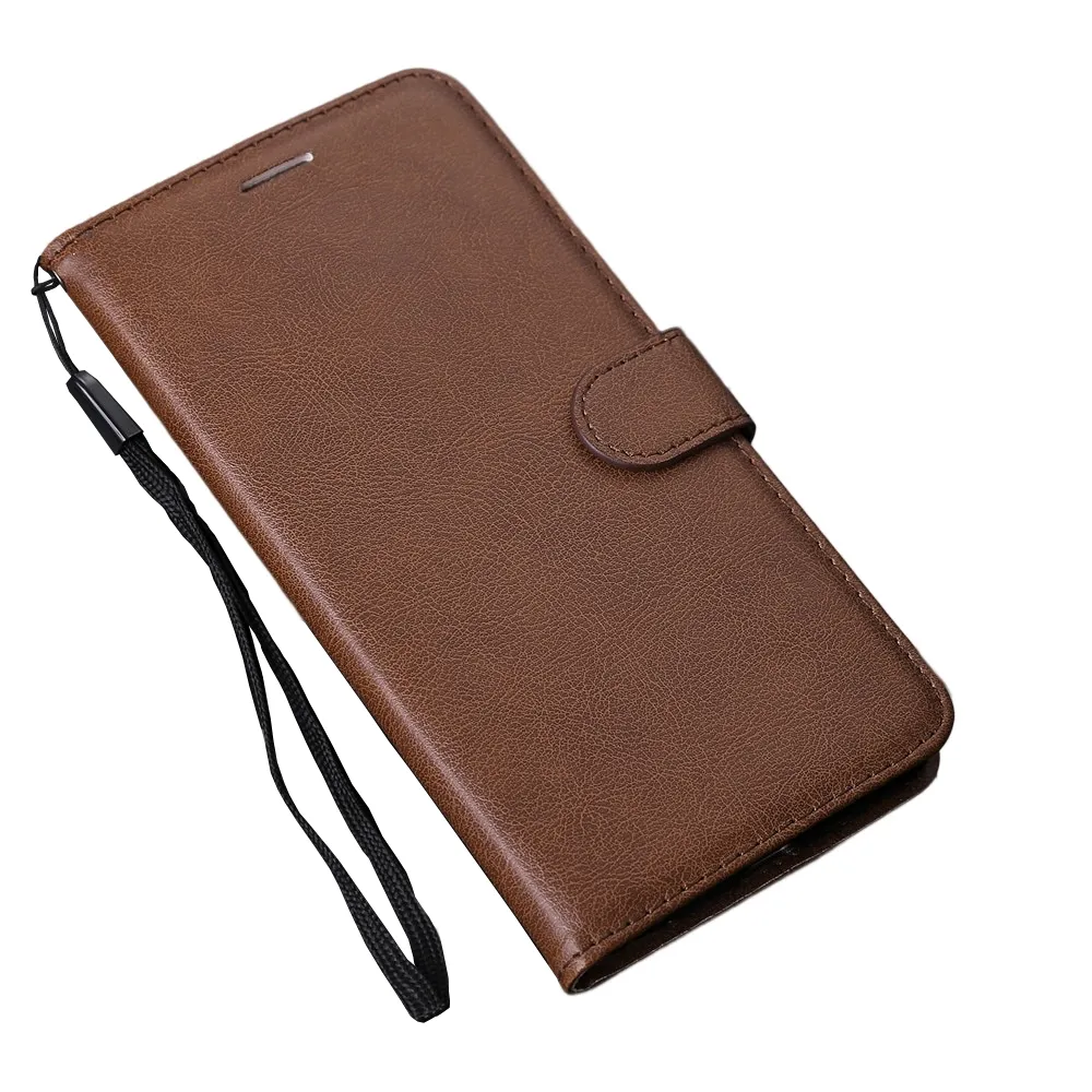 Anymob iPhone Brown Flip Leather Phone Case Solid Color Wallet Cover