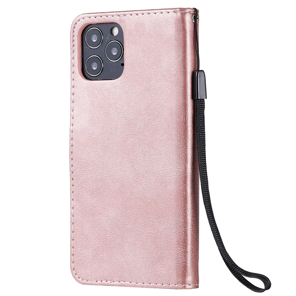 Anymob iPhone Brown Flip Leather Phone Case Solid Color Wallet Cover