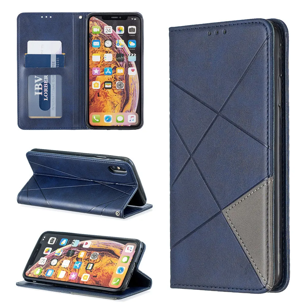 Anymob iPhone Case Blue Flip Wallet Luxury Vintage Business Leather Magnetic Phone Bag