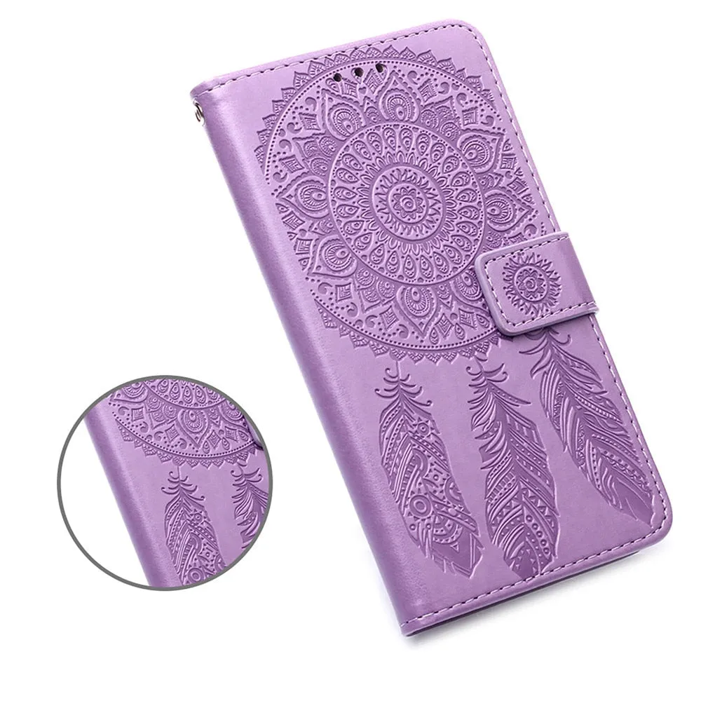 Anymob iPhone Case Embossed Book Style Flip Wallet PU Leather With Card Slot