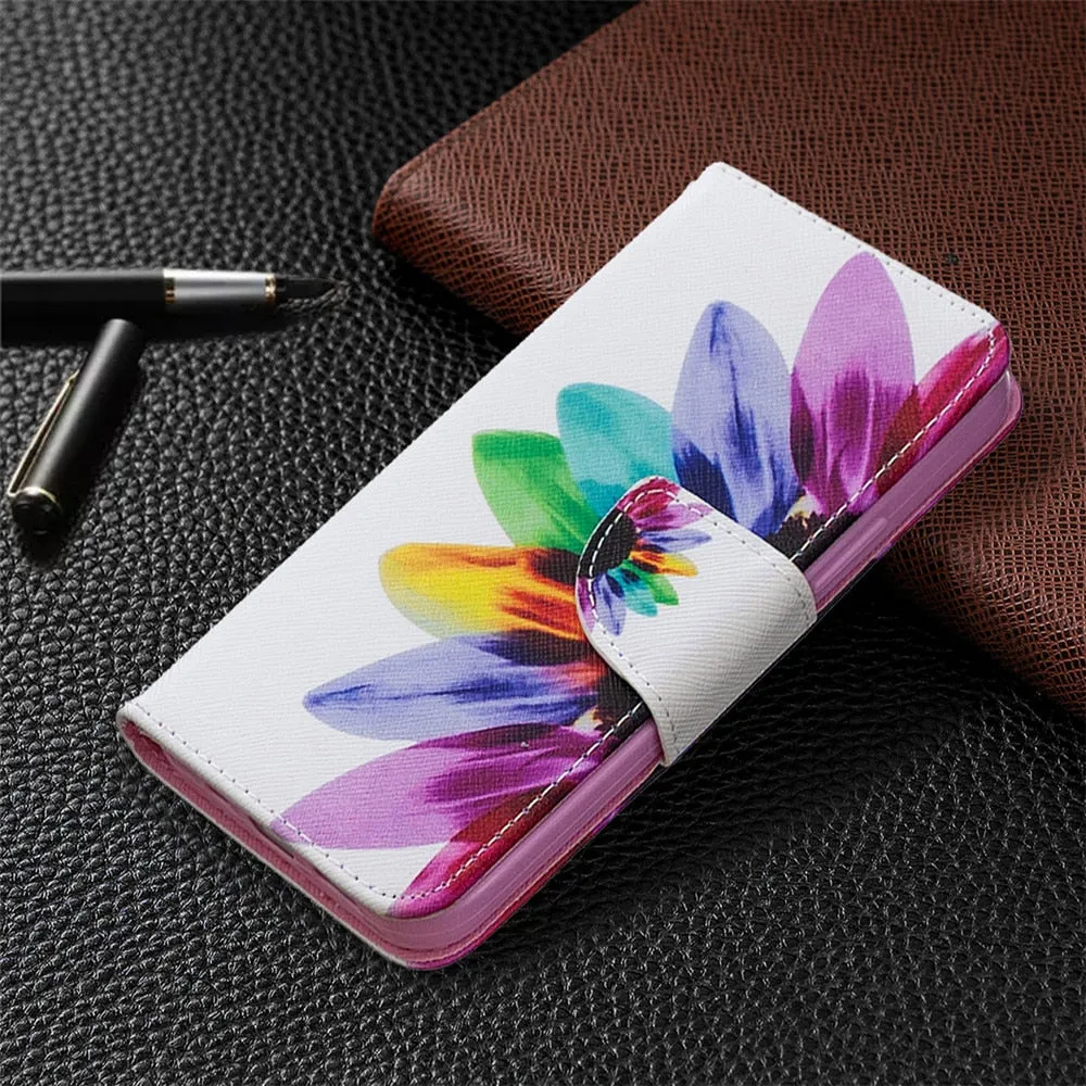 Anymob iPhone Case Multicolor Sunflower Flip Cover Fashion Painted Wallet Leather Bag Shell