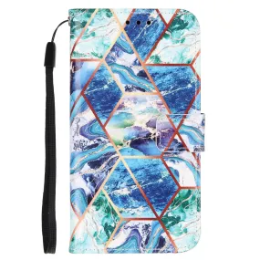 Anymob iPhone Case Northern lights Color Marble Leather Magnetic Flip Wallet Cover