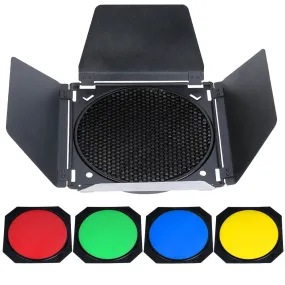 BD-04 Universal Barndoor Set with four Coloured Gels and Grid