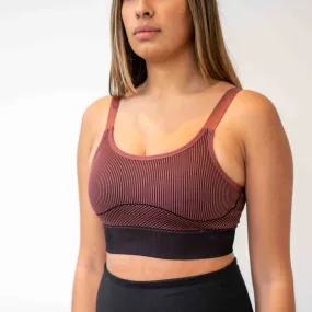 Burgundy Geo Colorblock Seamless Bra