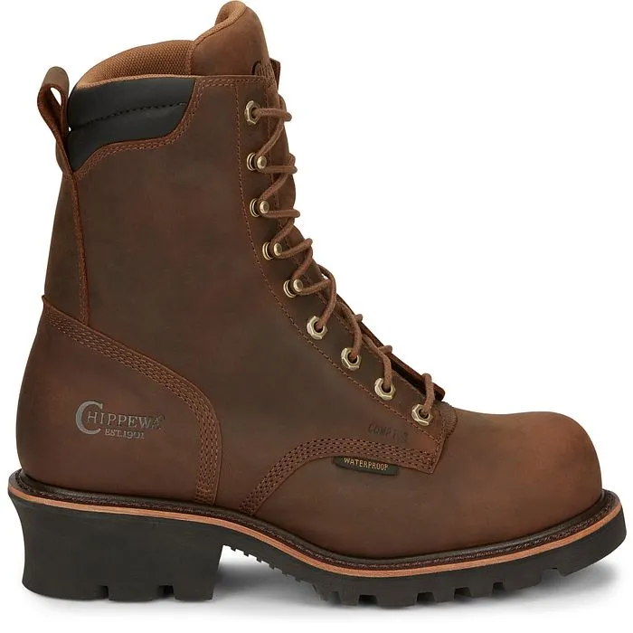 Chippewa Men's Valdor 8" Comp Toe WP Logger Work Boot - Tan - 73236