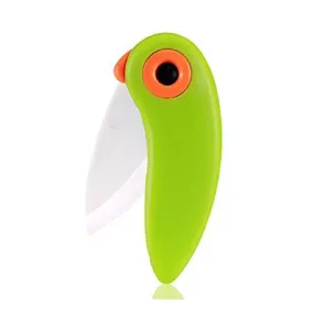 Dimart Creative Bird Shape Foldable Ceramic Pocket Knife Folding Fruit Knife, Green