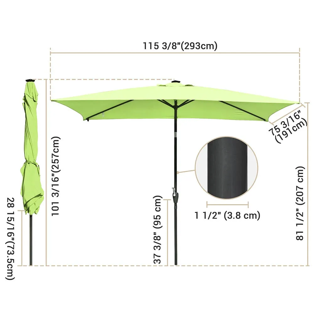 DIY 10 x 6.5 Foot Patio LED Solar Umbrella Color Options