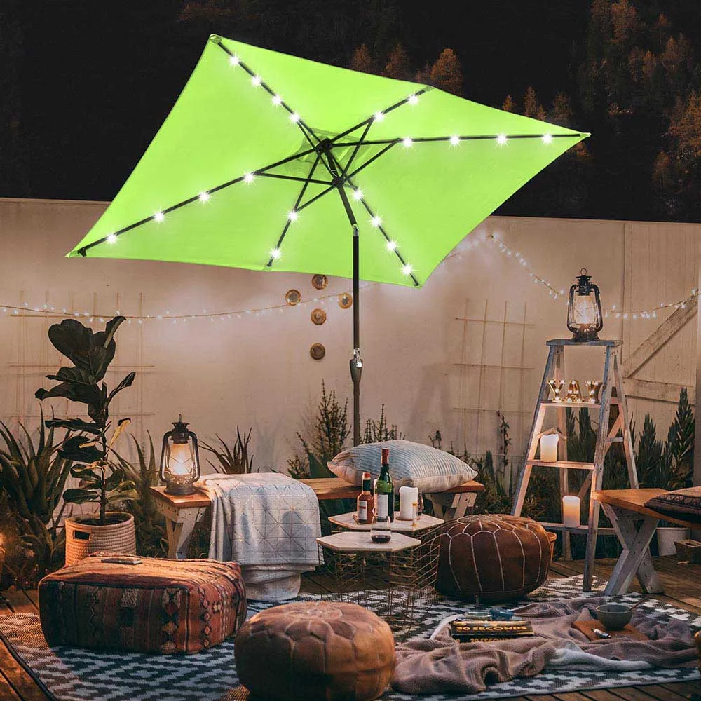 DIY 10 x 6.5 Foot Patio LED Solar Umbrella Color Options