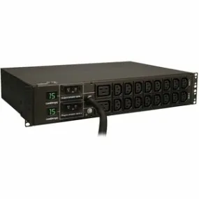 Eaton Tripp Lite Series 5.5kW Single-Phase Local Metered PDU, 208/230V Outlets (16 C13 & 2 C19), L6-30P, 12 ft. (3.66 m) Cord, 2U Rack-Mount, TAA