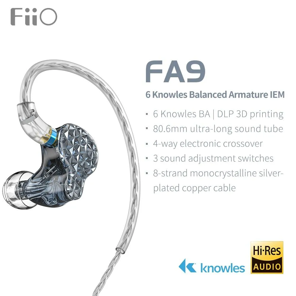 FiiO FA9 6 Balanced Armatures 3D Printing Flagship In-Ear Earphones IEMs