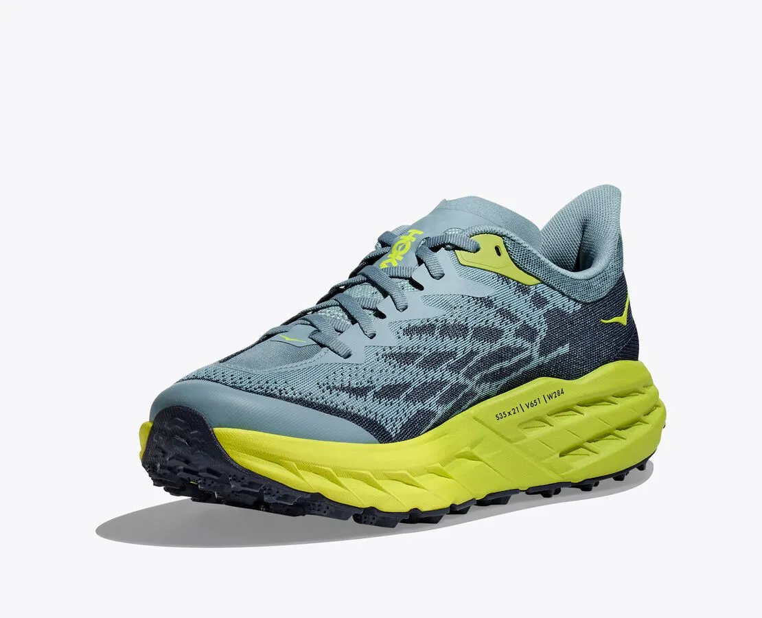 HOKA Men's Speedgoat 5 Wide - Stone Blue/Dark Citron