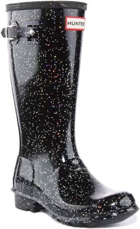 Hunter Original Giant Glitter In Black For Junior