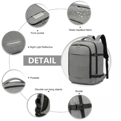 Kono Multi-level High-capacity Grey Cabin Bag Travel Backpack (30L)