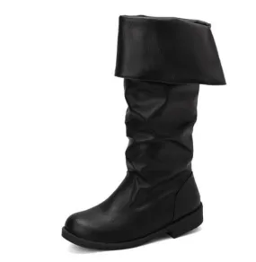 Medieval wrinkled fold over pirate boots male and female renaissance cosplay boots