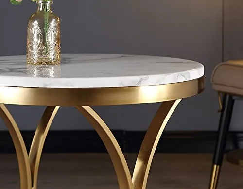 New Mark Impex Side End Table Light Luxury Marble Coffee Table Modern Minimalist Creative Stainless Steel Side Table Living Room Sofa Side Small Round Table Coffee Table (Color : White Marble)