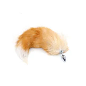 Real Fox Tail Small Plug In Brown & White - Pink Elephant