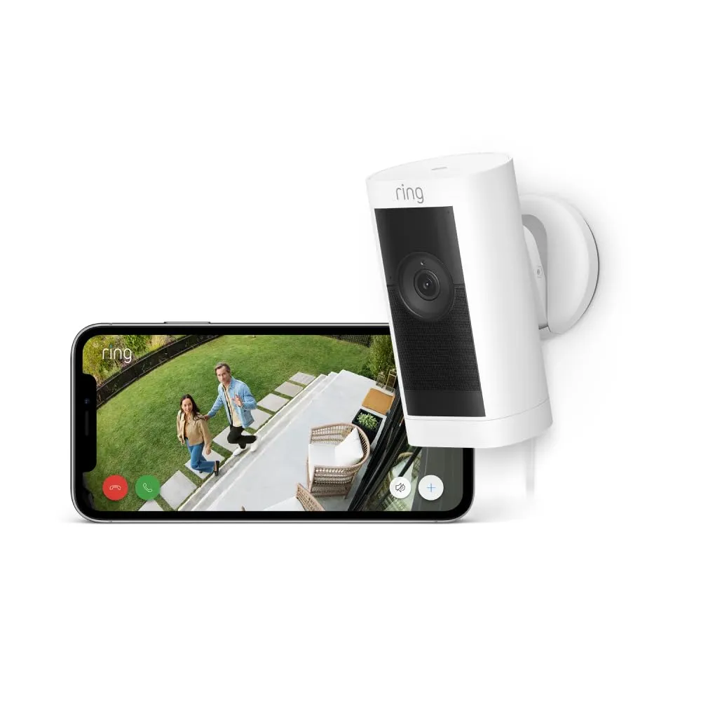 Ring Outdoor Camera Pro Plug-In (Stick Up Cam Pro) White | B09CJX4B8G