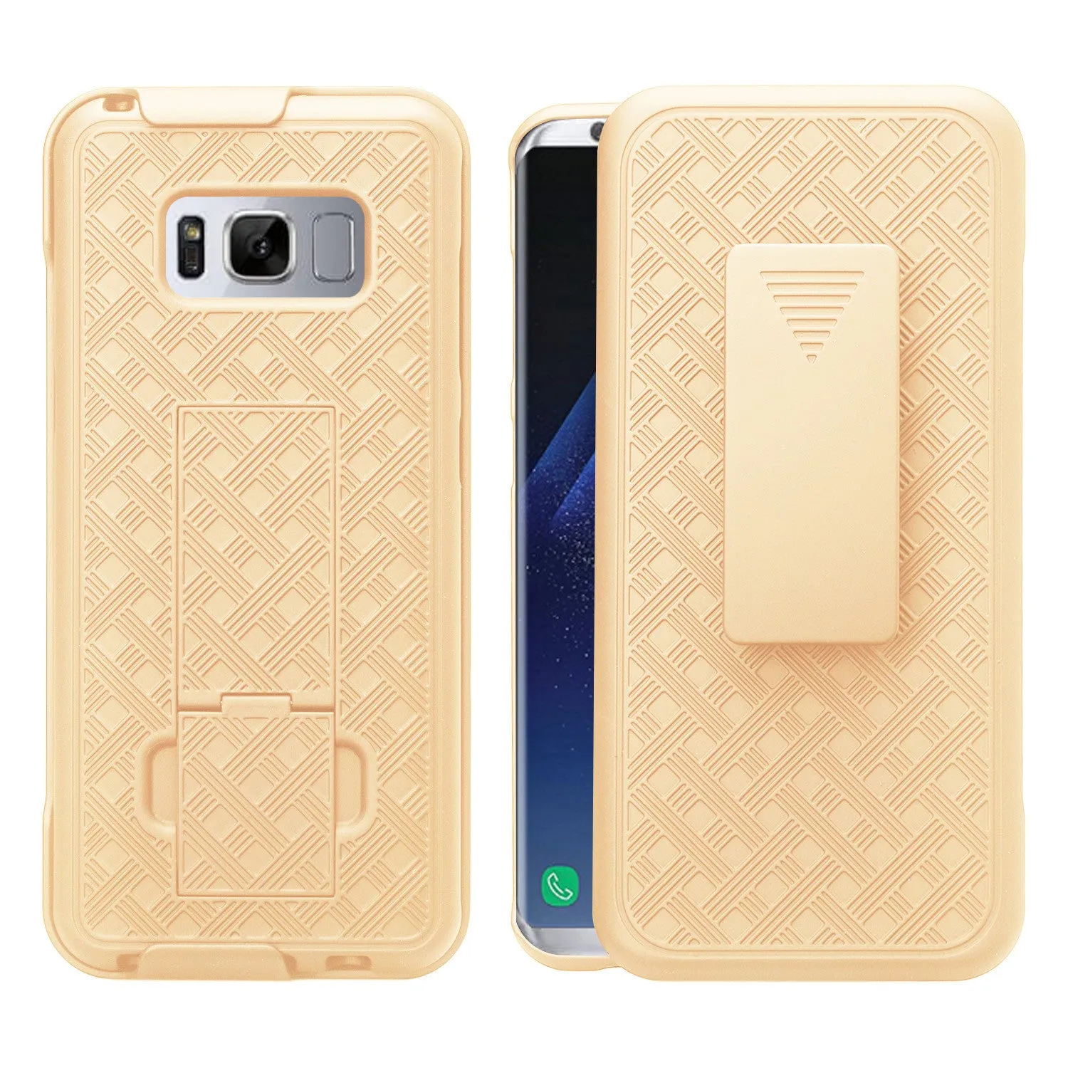 Samsung Galaxy S8 Plus Case, SM-G955 Case Sim Rugged Rotating Swivel Lock Holster Shell Combo Clip Case for Galaxy S8 Plus - Gold