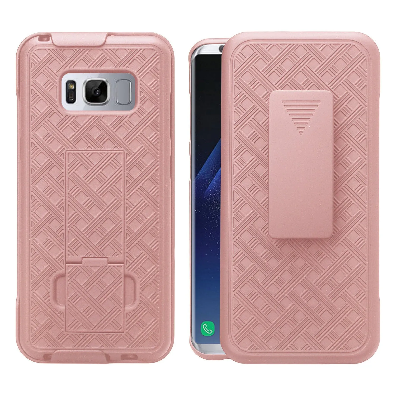 Samsung Galaxy S8 Plus Case, SM-G955 Case Sim Rugged Rotating Swivel Lock Holster Shell Combo Clip Case for Galaxy S8 Plus - Rose Gold