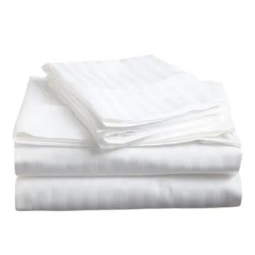 soft stripe microfibre sheet set queen white