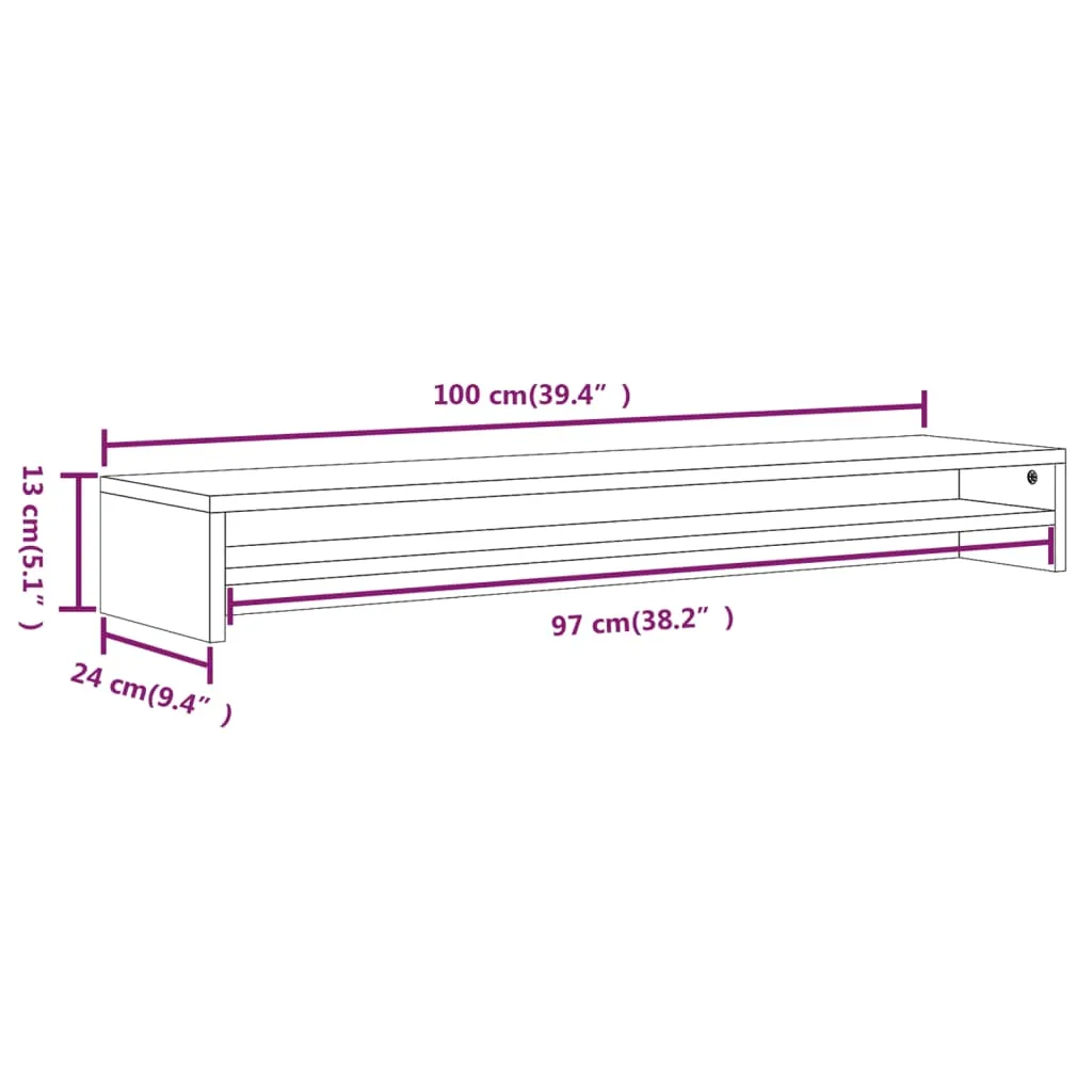 vidaXL Monitor Stand Grey Sonoma 100x24x13 cm Engineered Wood