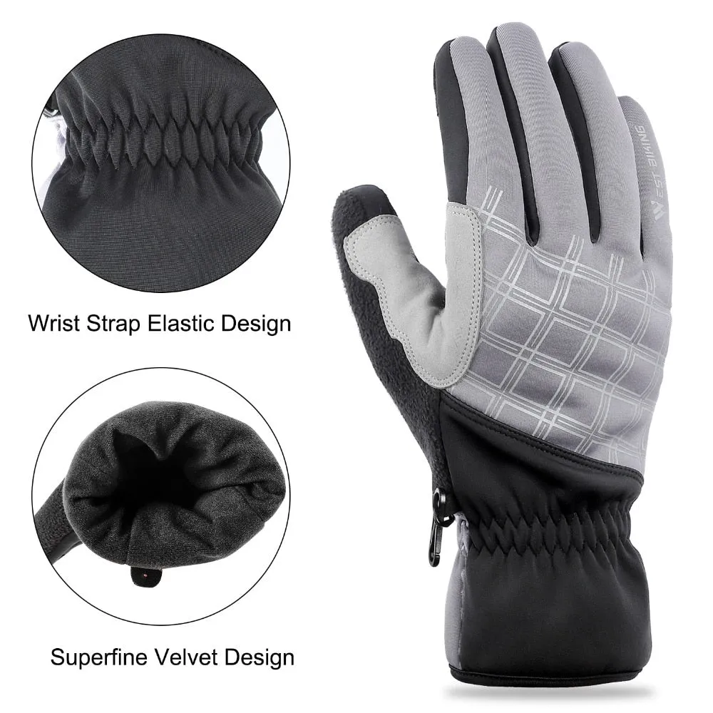 Winter Cycling Gloves Thermal Full Finger Bike Gloves Touch Screen Windproof Warm Outdoor Sports Ski Bicycle Gloves