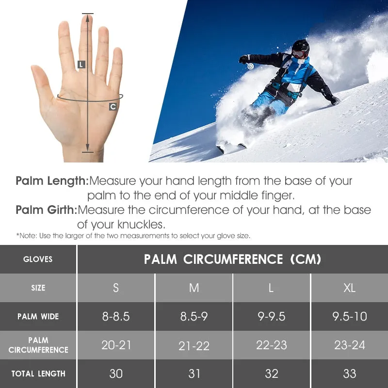 Winter Thermal Gloves Cycling Skiing Full Finger Gloves Outdoor Sports Waterproof Touch-screen Ski Snow Gloves