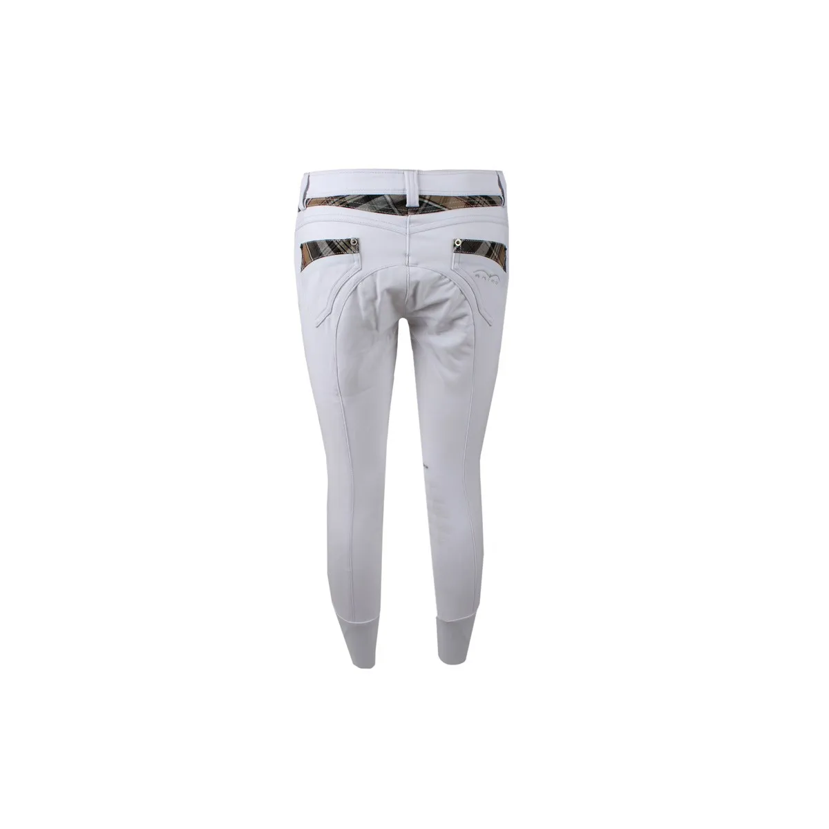 WOMEN RIDING BREECHES WITH GRIP AND TARTAN INSERTS NAI ANIMO White