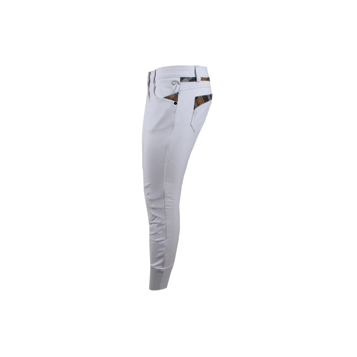 WOMEN RIDING BREECHES WITH GRIP AND TARTAN INSERTS NAI ANIMO White