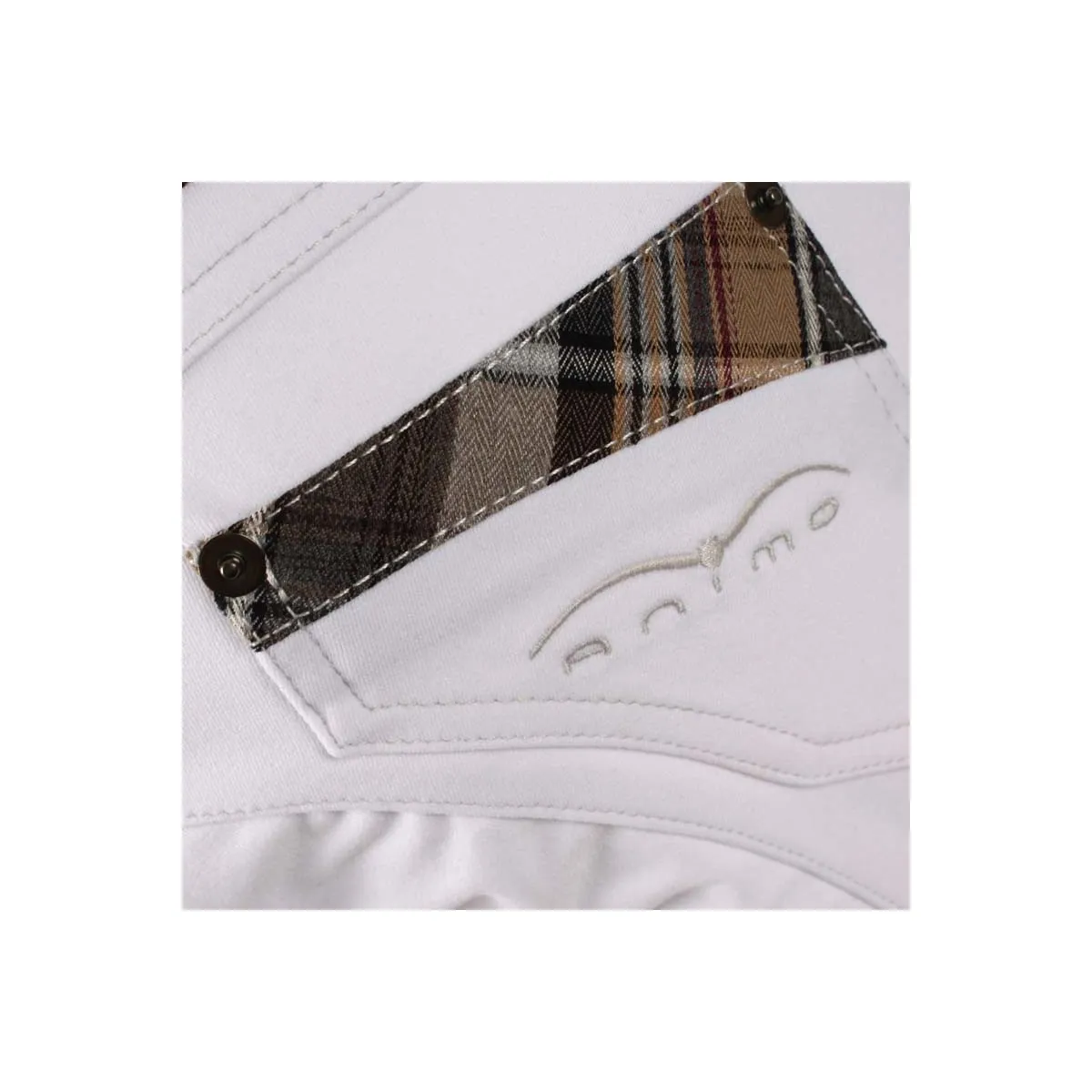 WOMEN RIDING BREECHES WITH GRIP AND TARTAN INSERTS NAI ANIMO White